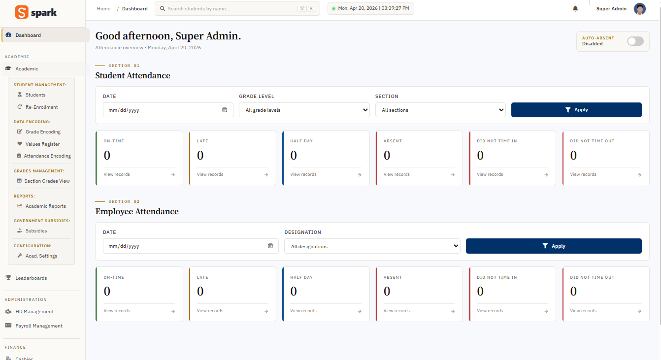 SPARK enrollment dashboard